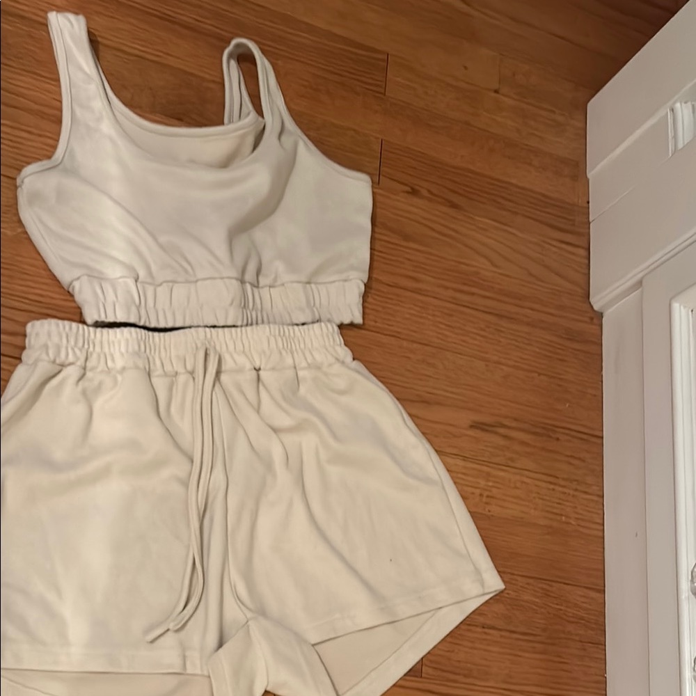 White Tank and Shorts Set